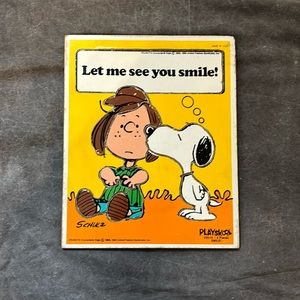 Vintage Made in USA Peanuts Snoopy & Peppermint Patty Playskool wooden puzzle